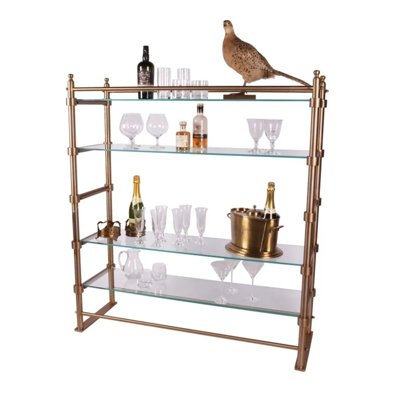 Casa Padrino Luxus Vitrinenschrank Gold 120 x 40 x H. 130 cm - Vitrine mit Glastüren und Glasböden