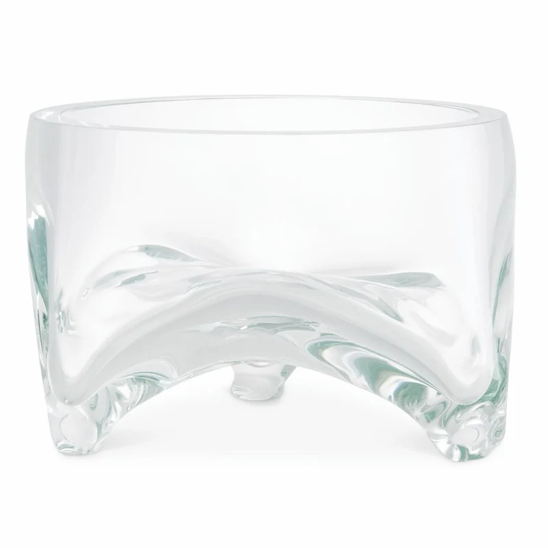 Casa Padrino Luxus Glas Schüssel Ø 25 x H. 16 cm - Runde Deko Schüssel aus mundgeblasenem Glas - Deko Accessoires - Luxus Qualität