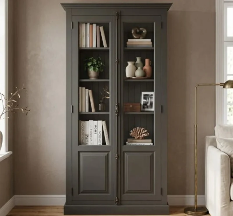 Casa Padrino Vitrine im Landhausstil mit 2 Türen, 110 x 40 x 210 cm