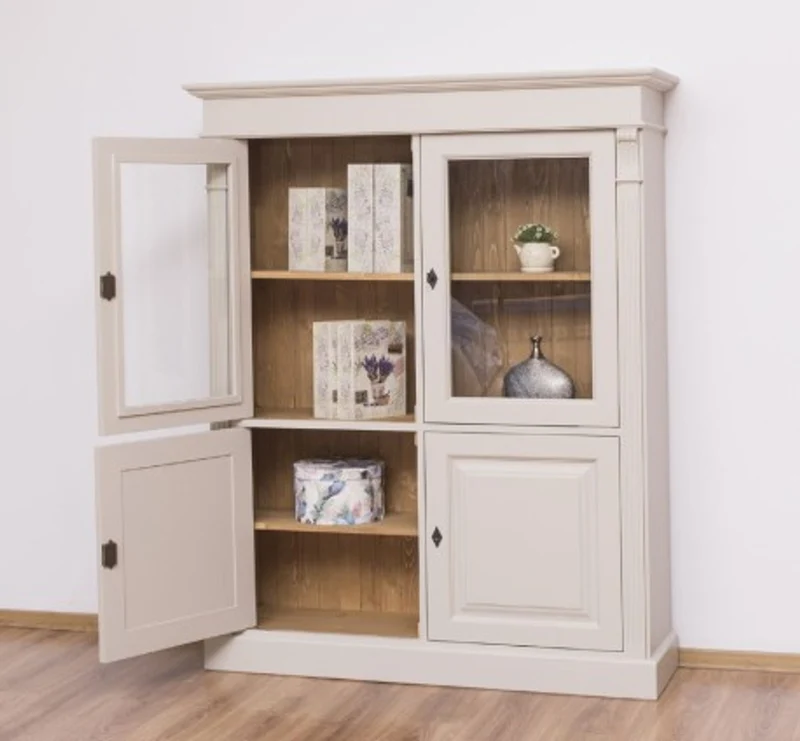 Casa Padrino Kleiderschrank im Landhausstil mit 2 Glastüren, 130 x 39 x 160 cm