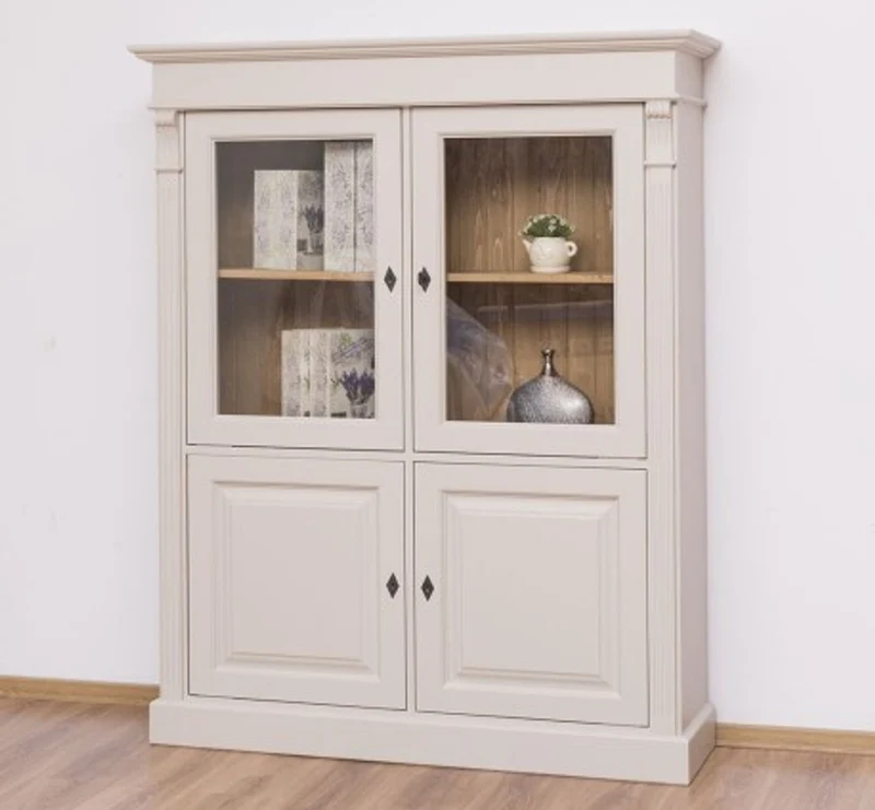 Casa Padrino Kleiderschrank im Landhausstil mit 2 Glastüren, 130 x 39 x 160 cm