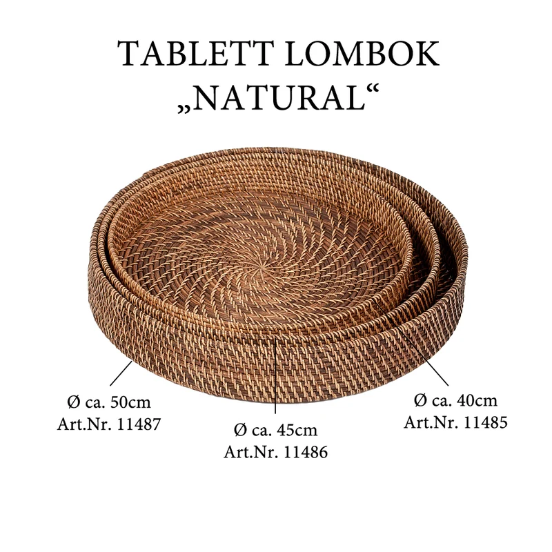 Traditionelles Tablett LOMBOK aus Ketak Natural 30cm Handarbeit