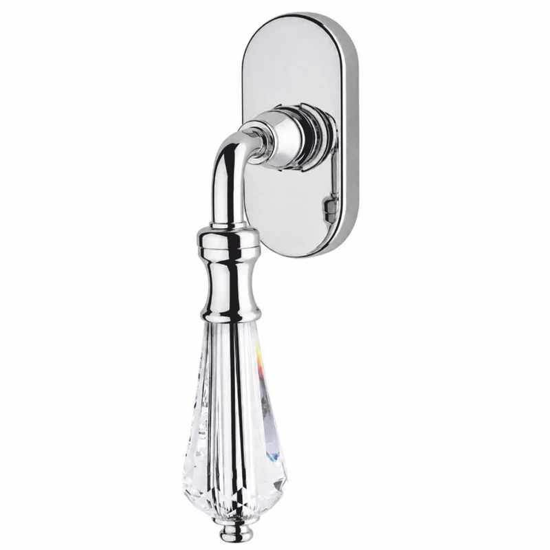 Casa Padrino Luxus Barock Fensterklinke mit Kristallglas Silber 14,5 cm - Prunkvoller Fenstergriff - Barock Deko Accessoires - Made in Italy