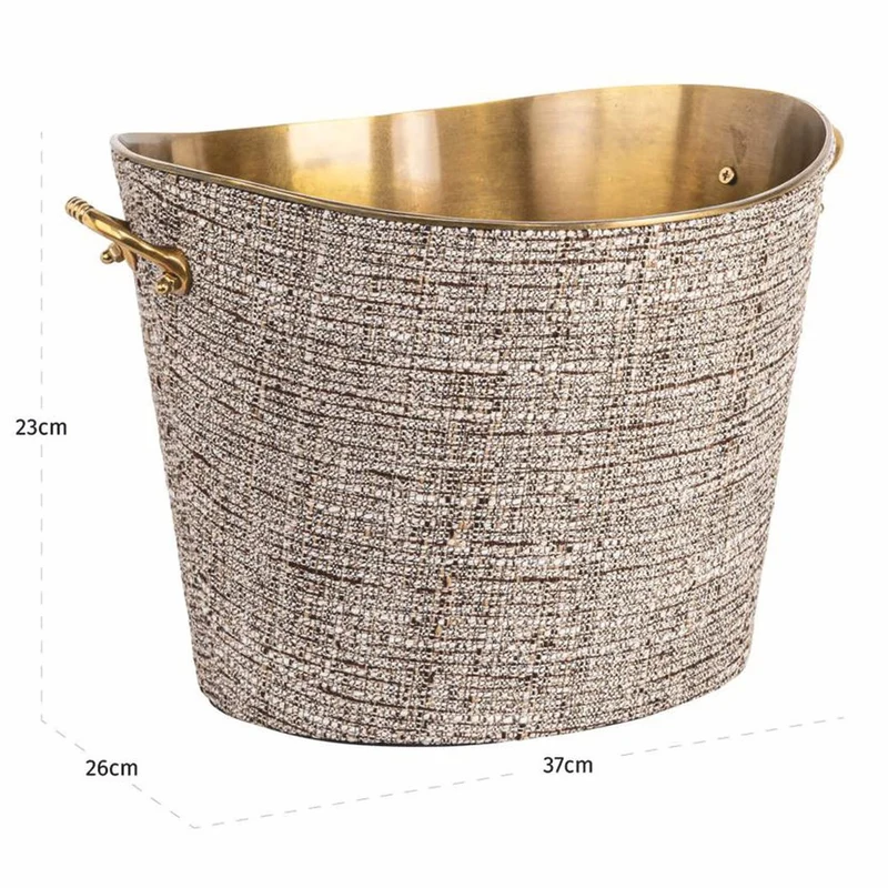 Casa Padrino Luxus Champagnerkühler Beige / Messing 37 cm - Luxus Weinkühler - Gastronomie Accessoires - Hotel Accessoires - Luxus Accessoires