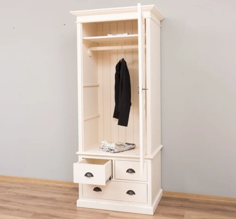 Casa Padrino Kleiderschrank im Landhausstil mit 3 Schubladen, 85 x 59 x 197 cm