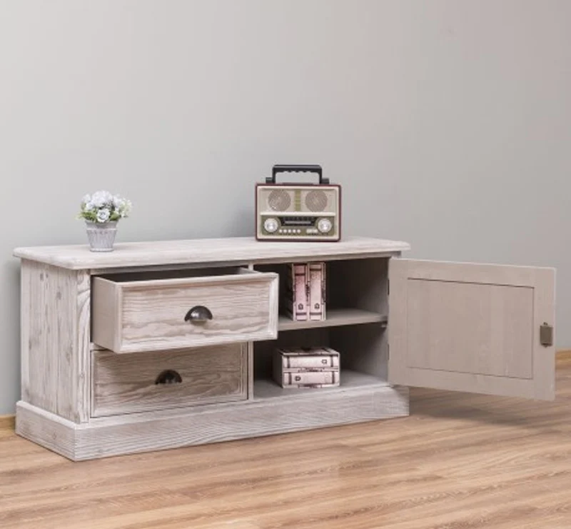 Casa Padrino TV Schrank im Landhausstil mit 1 Tür und 2 Schubladen, 120 x 40 x 57 cm