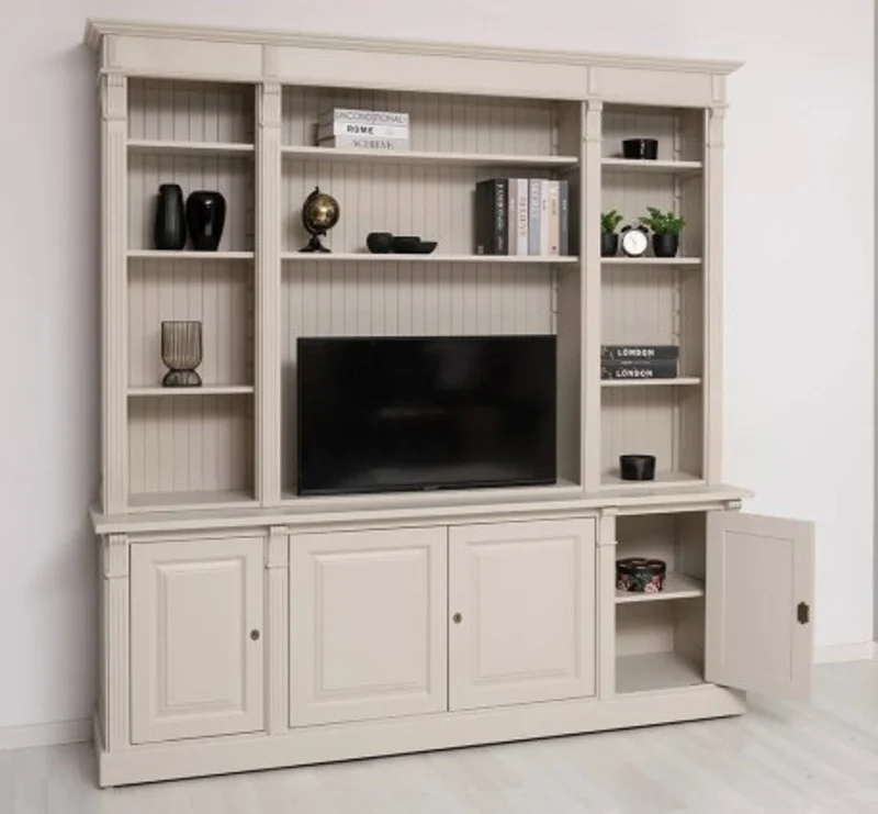 Casa Padrino TV Schrank im Landhausstil Creme Waterloo, 223 x 51 x 228 cm