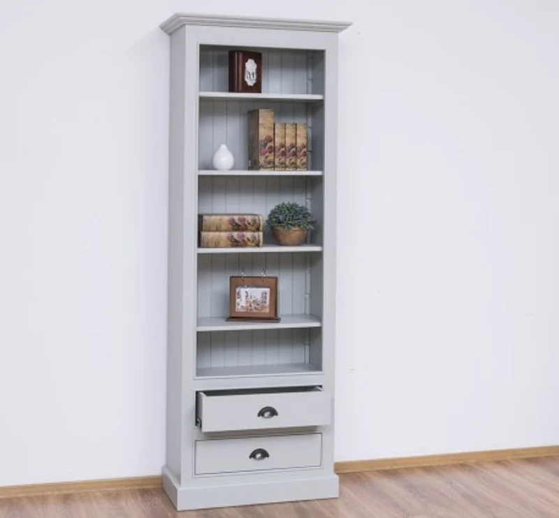Casa Padrino Bücherregal im Landhausstil mit 2 Schubladen, 79 x 39 x 210 cm