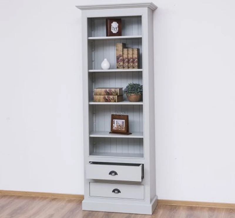 Casa Padrino Bücherregal im Landhausstil mit 2 Schubladen, 79 x 39 x 210 cm