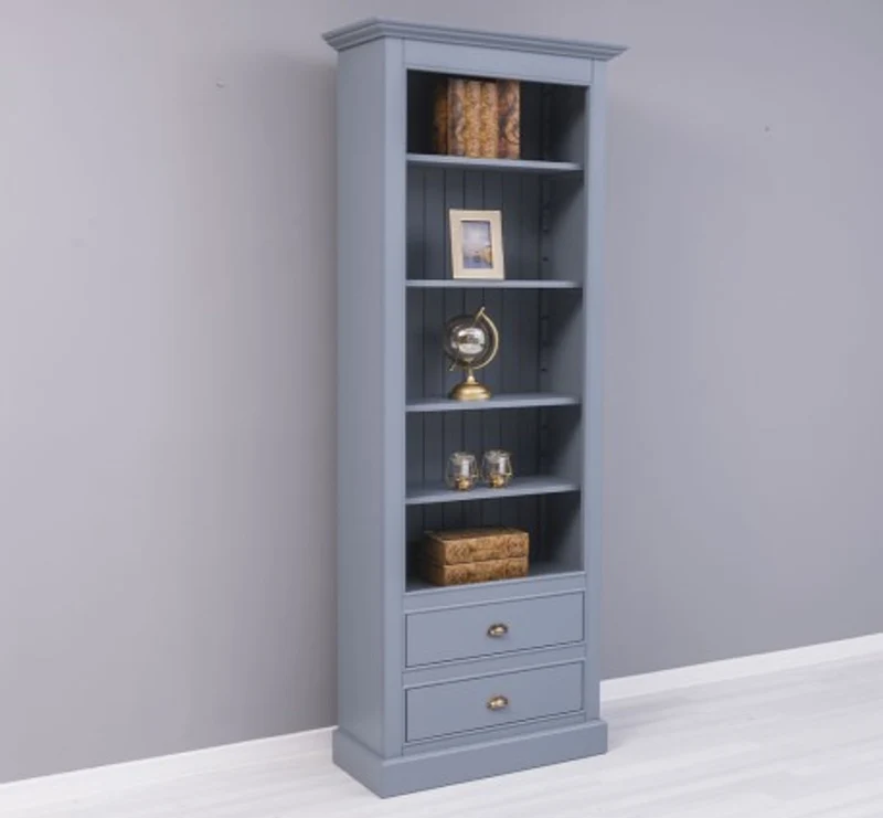 Casa Padrino Bücherregal im Landhausstil mit 2 Schubladen, 79 x 39 x 210 cm