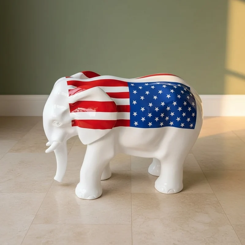 Casa Padrino Luxus Deko Skulptur Elefant USA FLAG H. 60 cm - Deko Skulptur - Deko Figur - Tierfigur - Gartendeko