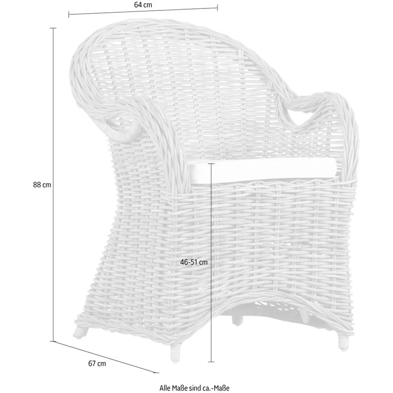 Formschöner Rattan-Sessel CHARLOTTE Natural Grey inkl. Sitzkissen