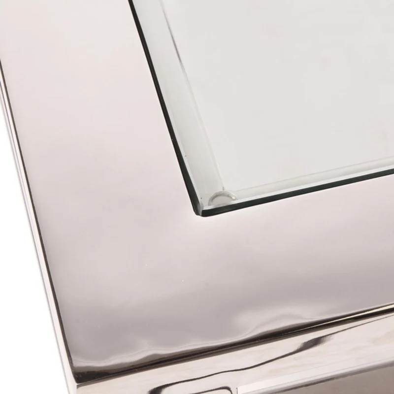 Casa Padrino Luxus Couchtisch Silber 100 x 100 x H. 40 cm - Quadratischer Wohnzimmertisch mit Glasplatte