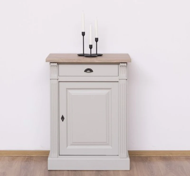 Casa Padrino Sideboard im Landhausstil mit 1 Tür, 1 Schublade und Eichenholzplatte, 69 x 51 x 90 cm