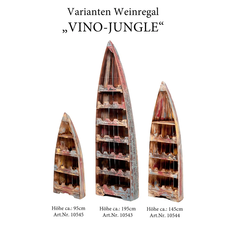 Massivholz Bootsregal Weinregal VINO H200cm Multi-Color