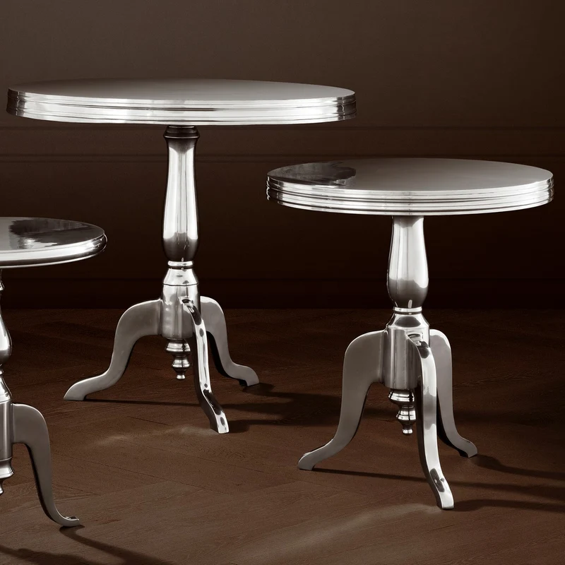Eichholtz Side Table Nantucket Ø 55 cm - Runder Beistelltisch aus poliertem Aluminium