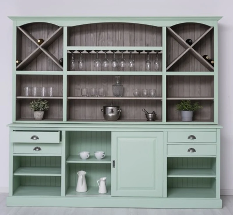 Casa Padrino Theke im Landhausstil mit Aufsatz, 240 x 50 x 210 cm