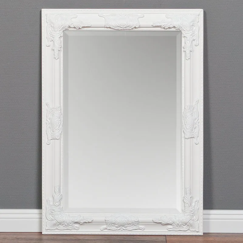 Eleganter Barock-Spiegel BESSA 80x60cm weiss Holzrahmen