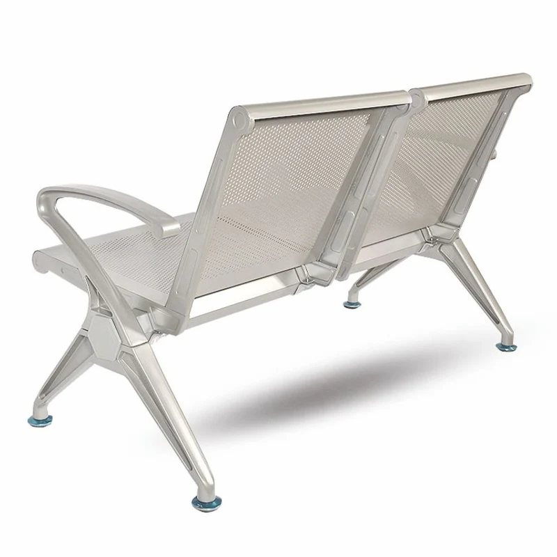 Casa Padrino 2er Besucherbank / Wartezimmerbank Silber 121 cm - Wartezimmer Möbel