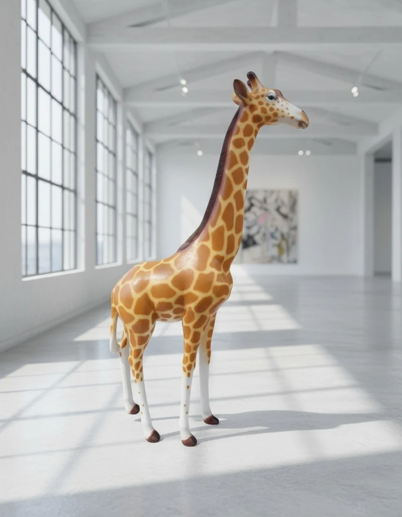 Casa Padrino Luxus Deko Skulptur Giraffe Realistisch H. 115 cm - Riesige Gartenskulptur - Lebensgroße Skulptur - XXL Deko Skulptur - XXL Deko Figur