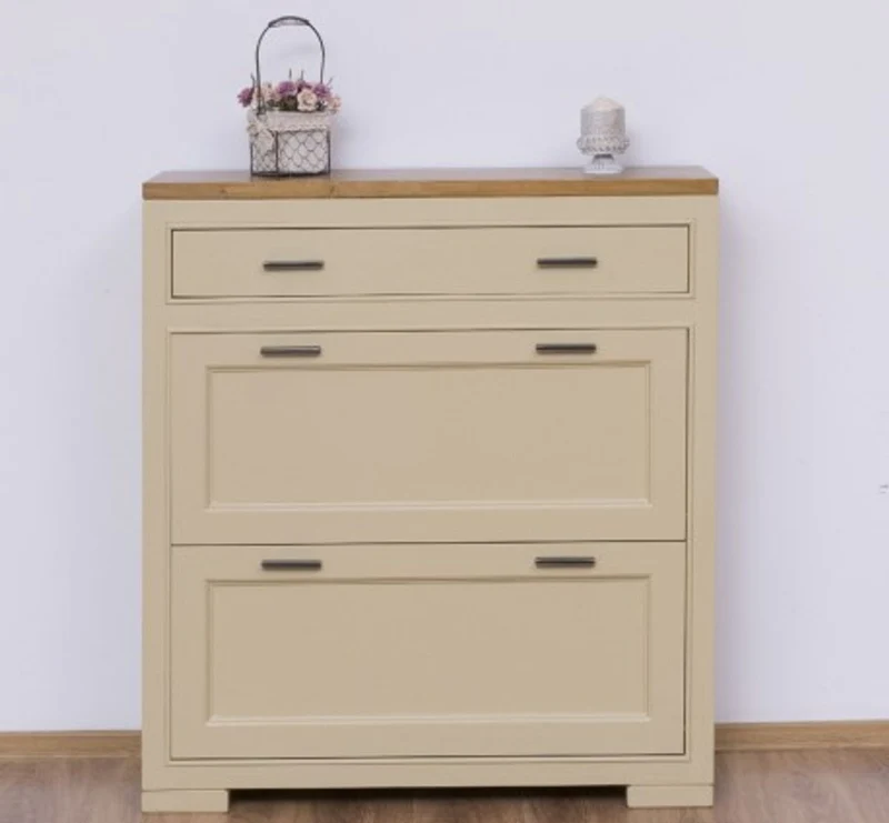 Casa Padrino Schuhschrank im Landhausstil mit 2 Türen und 1 Schublade, 100 x 35 x 110 cm