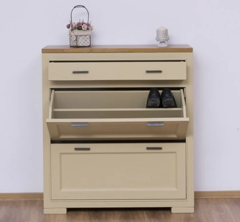 Casa Padrino Schuhschrank im Landhausstil mit 2 Türen und 1 Schublade, 100 x 35 x 110 cm