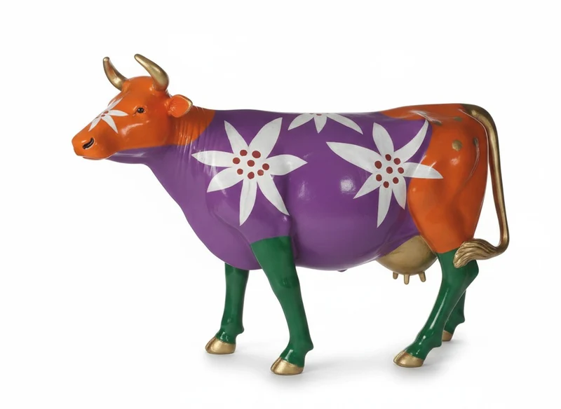 Casa Padrino Luxus Deko Skulptur Kuh Fleurs LYS H. 150 cm - Riesige Gartenskulptur - Lebensgroße Skulptur - XXL Deko Skulptur - XXL Deko Figur