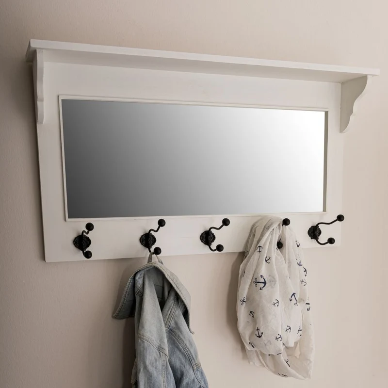 Landhaus Spiegelgarderobe LEA 95cm weiss Shabby-Chic