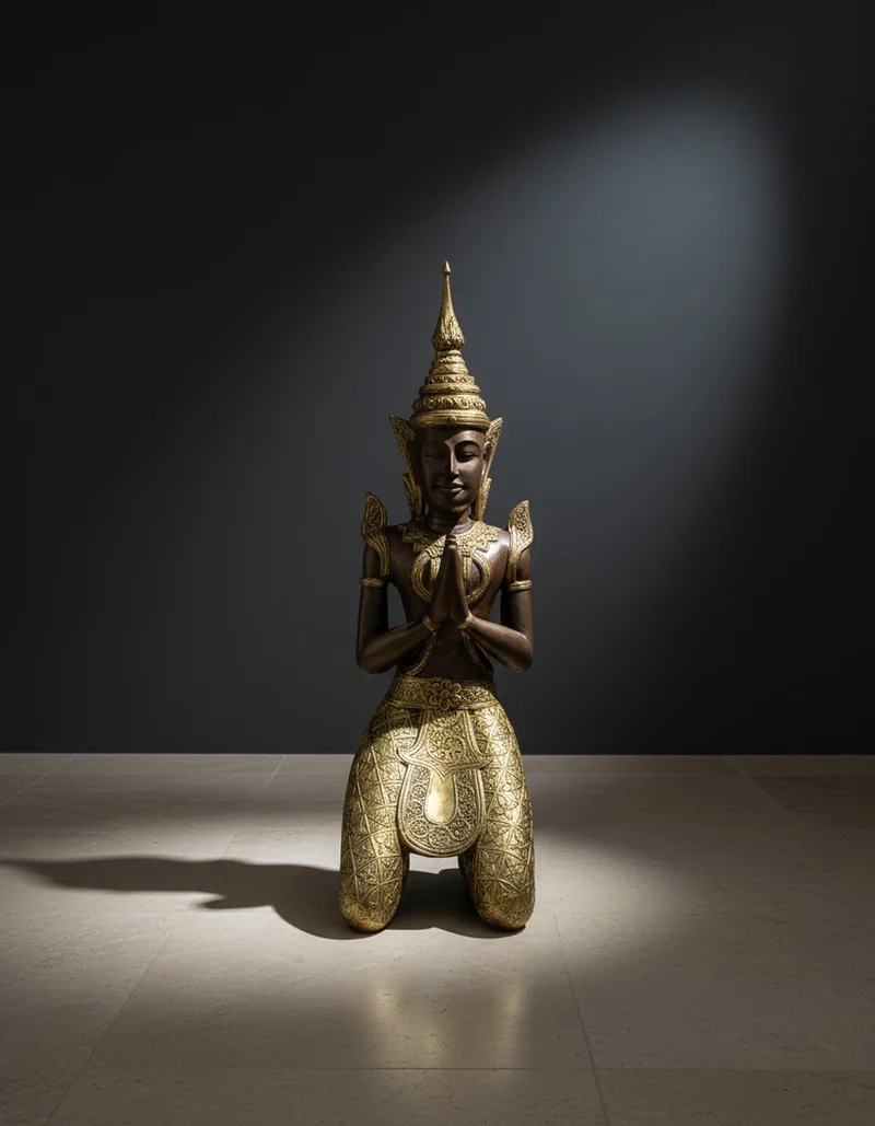 Casa Padrino Luxus Deko Skulptur Statue Tempelmönch H. 106 cm - Riesige Gartenskulptur - Lebensgroße Skulptur - XXL Deko Skulptur - XXL Deko Figur