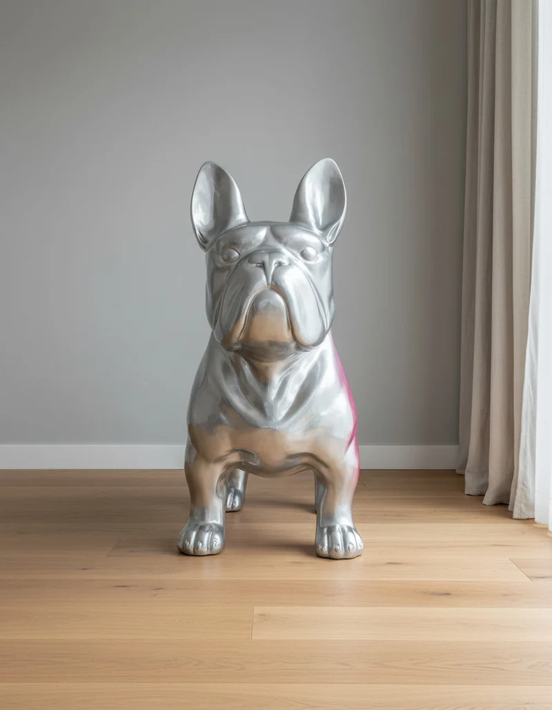 Casa Padrino Luxus Deko Skulptur Hund Riesige Sitzend Bulldogge Gold H. 250 cm - Riesige Gartenskulptur - Lebensgroße Skulptur - XXL Deko Skulptur - XXL Deko Figur