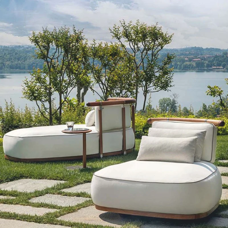 Casa Padrino Luxus Garten Sessel Weiß / Braun / Silber 108 cm - Outdoor Sessel - Hotel Sessel- Outdoor Hotel Möbel - Made in Italy