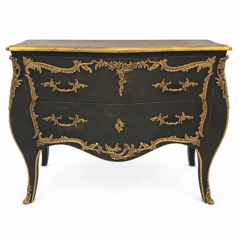 Casa Padrino Barock Kommode mit 2 Schubladen Schwarz / Gold 120 cm - Prunkvolle Barock Möbel - Barockstil Möbel