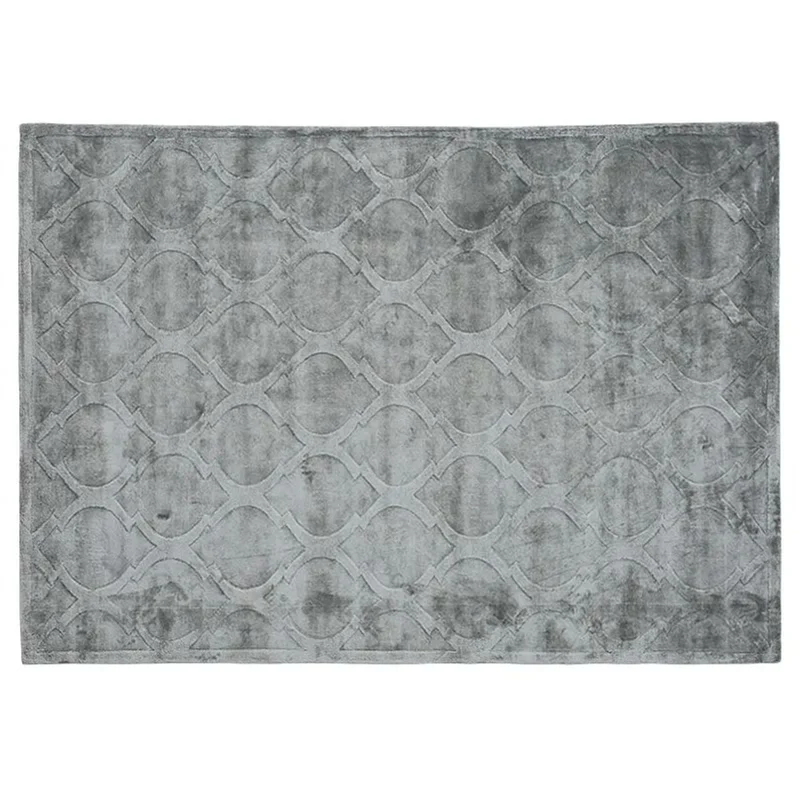 Casa Padrino Luxus Teppich Grau 200 x 280 cm - Ornamentmuster in Hoch-Tief-Optik