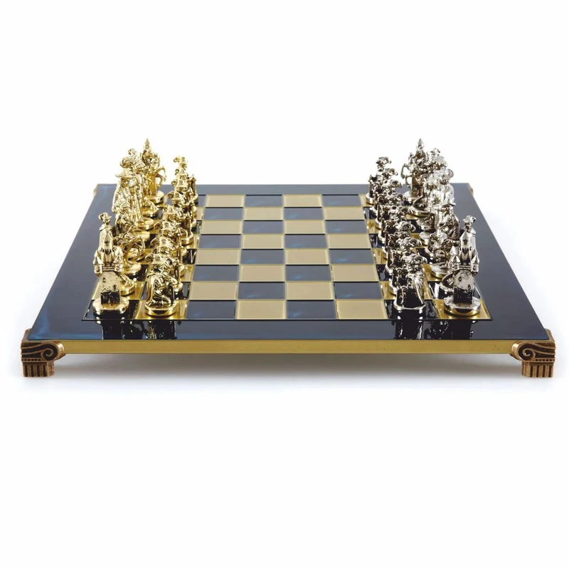 Casa Padrino Luxus Ritter Schach Set Bronze / Gold / Silber 44 x 44 cm - Mittelalterliches Schachspiel