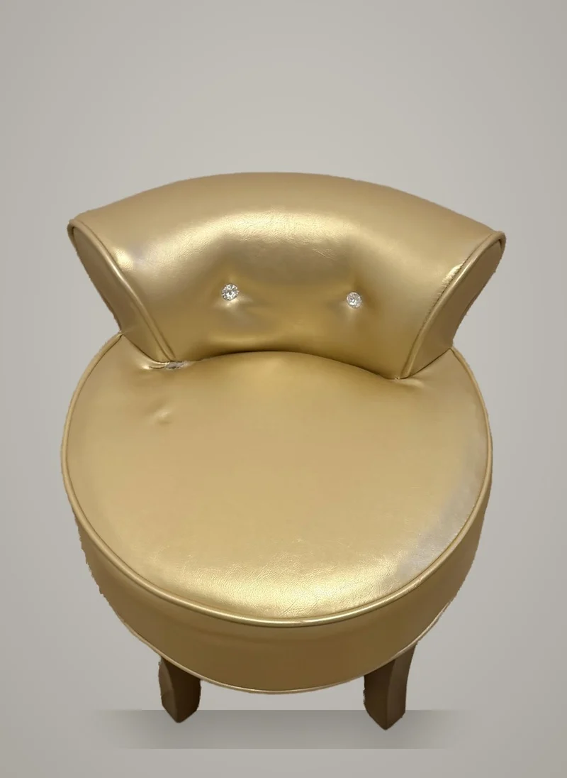 Casa Padrino Sitzhocker mit Rückenlehne Gold 50 x H. 62 cm - Gepolsterter Hocker mit Kristallknöpfen