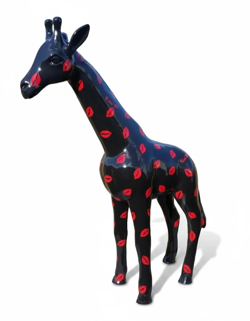 Casa Padrino Luxus Deko Skulptur Giraffe H. 50 cm - Deko Skulptur - Deko Figur - Tierfigur - Gartendeko
