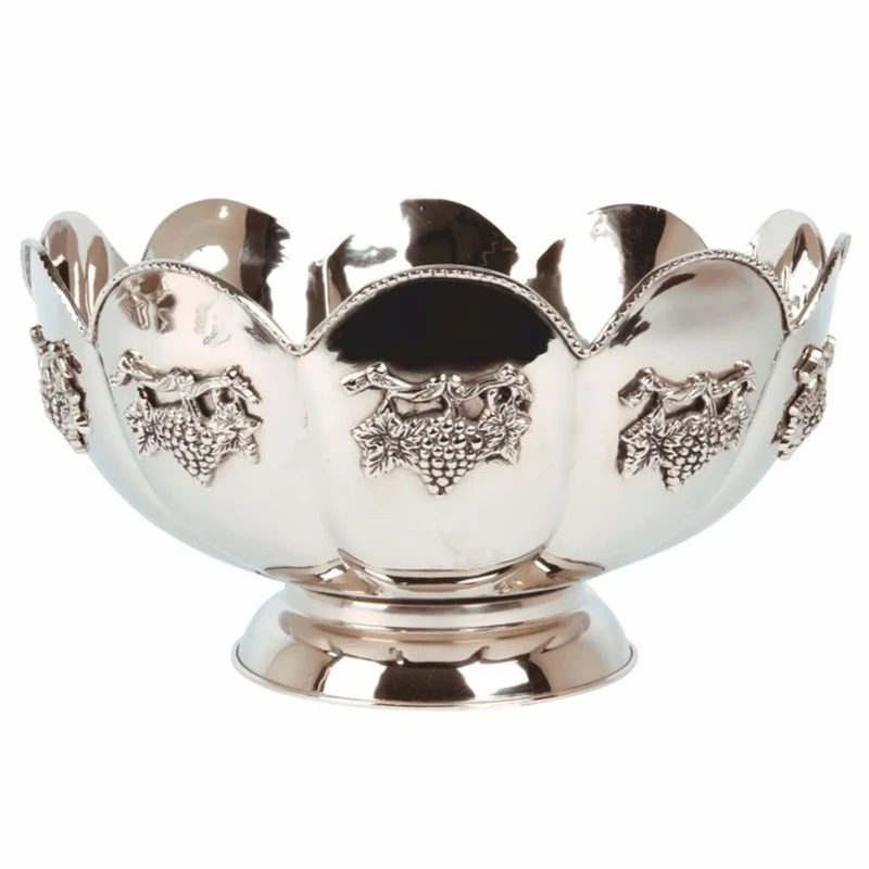 Casa Padrino Barock Messing Weinkühler Silber Ø 41 cm - Barock Champagnerkühler