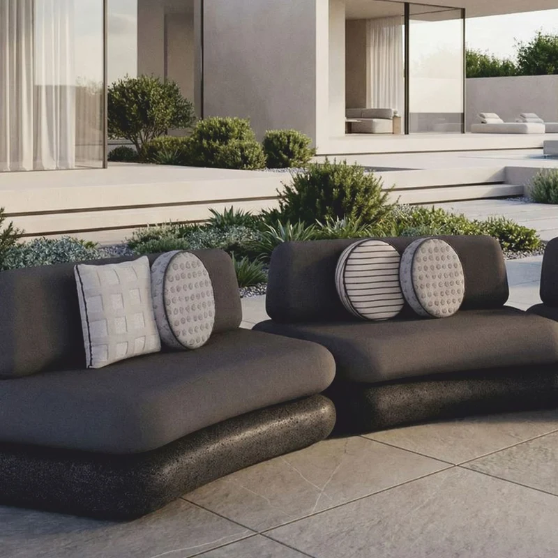 Casa Padrino Luxus Beton Sofa Grau / Anthrazit 463 cm - Outdoor Garten Sofa