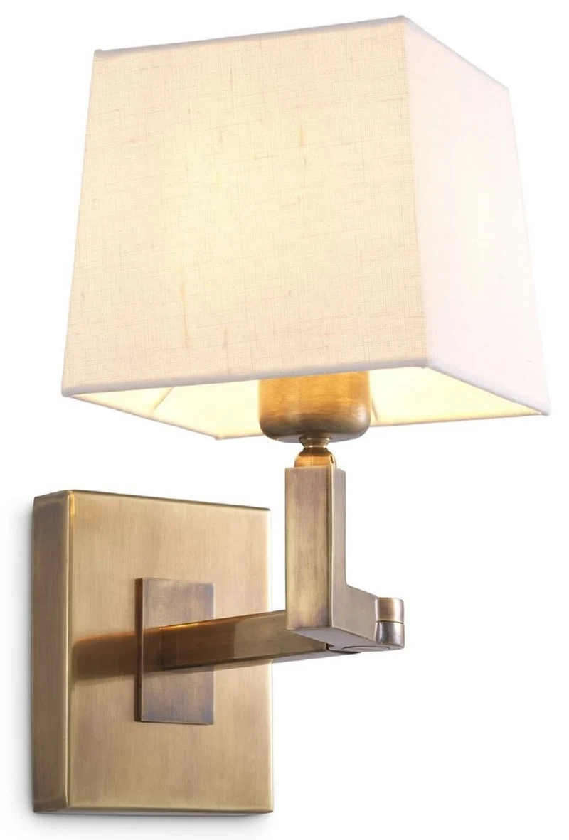 Eichholtz Wandleuchte Cambell Vintage Messing 15 x 30 x H. 28 cm - Wandlampe mit Schwenkarm und Lampenschirm