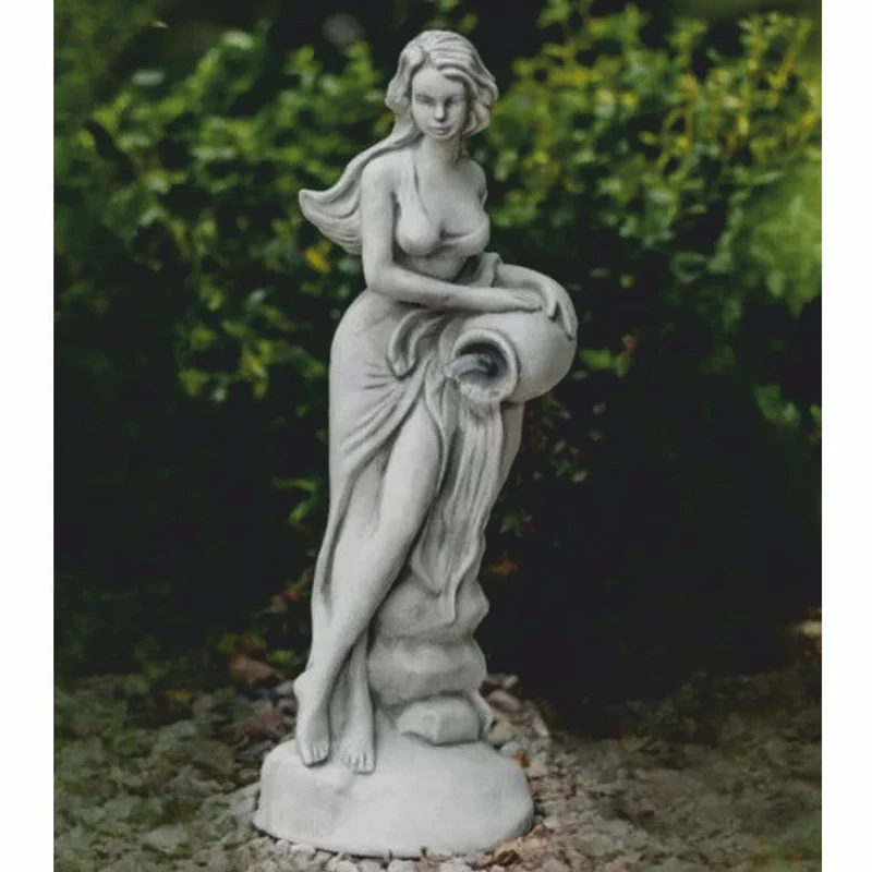 Casa Padrino Jugendstil Wasserspeier Skulptur Frau mit Krug Grau H. 69 cm - Garten Deko