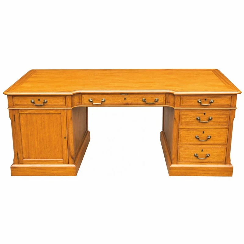 Casa Padrino Luxus Massivholz Schreibtisch Naturfarben 190 cm - Büro Möbel