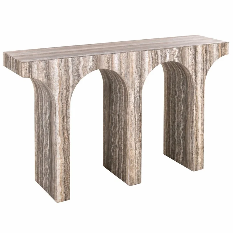 Casa Padrino Luxus Marmor Konsole Braun-Grau 140 cm - Luxus Marmor Möbel