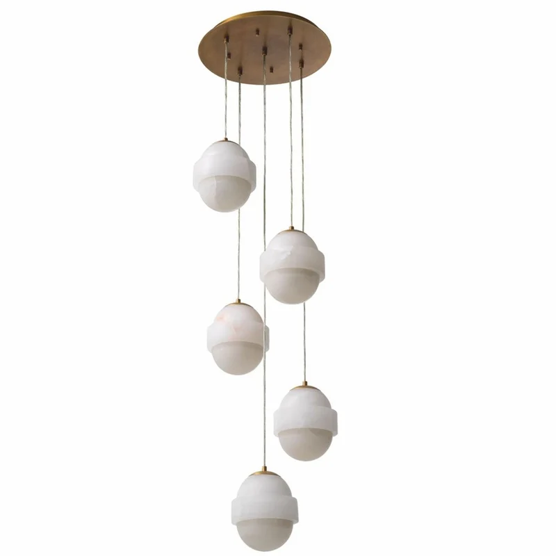 Casa Padrino Luxus Kronleuchter Antik Messing / Alabaster Ø 45 x H. 120 cm