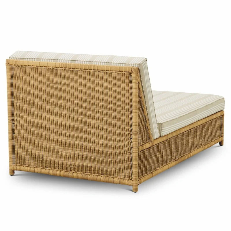 Casa Padrino Luxus Kunstrattan Gartenliege Beige / Weiß / Naturfarben 168 cm - Luxus Hotel & Garten Möbel - Luxus Qualität