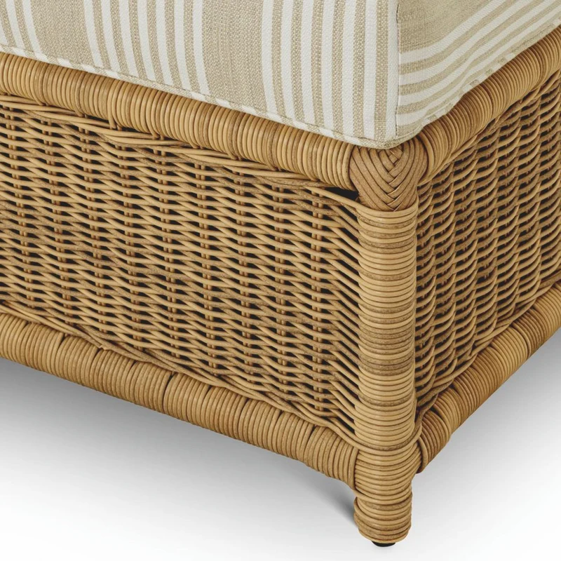 Casa Padrino Luxus Kunstrattan Gartenliege Beige / Weiß / Naturfarben 168 cm - Luxus Hotel & Garten Möbel - Luxus Qualität