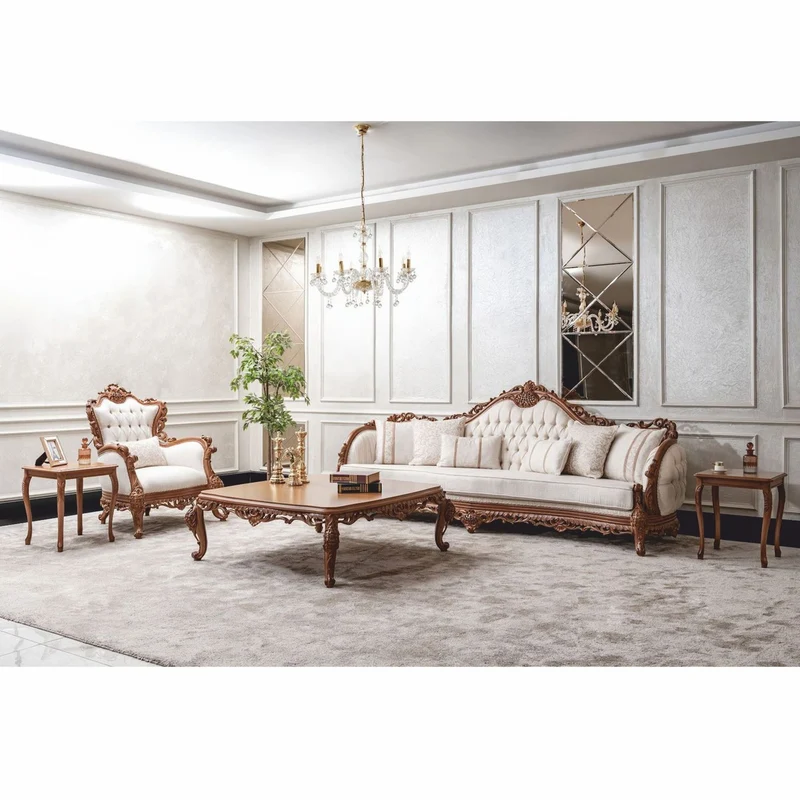 Casa Padrino Luxus Barock Massivholz Couchtisch Braun 132 cm - Barock Möbel
