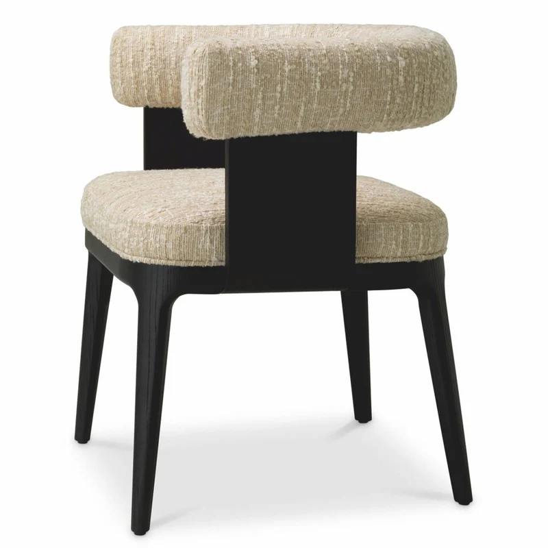 Casa Padrino Luxus Esszimmer Stuhl mit Armlehnen Creme / Schwarz H. 73 cm - Hotel Möbel - Restaurant Möbel - Esszimmer Möbel - Luxus Möbel