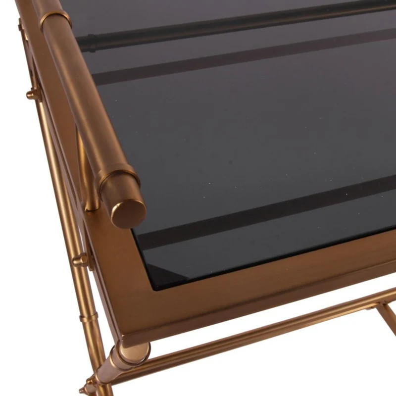 Casa Padrino Luxus Beistelltisch mit abnehmbarem Tablett Gold 60 x 50 x H. 85 cm - Butlertisch - Luxus Möbel