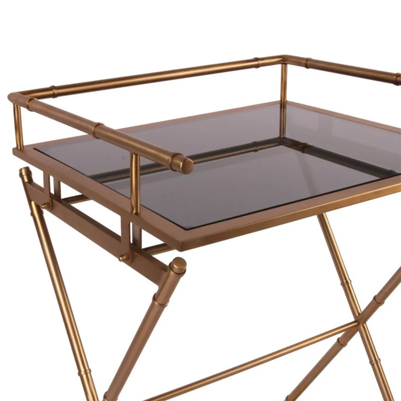 Casa Padrino Luxus Beistelltisch mit abnehmbarem Tablett Gold 60 x 50 x H. 85 cm - Butlertisch - Luxus Möbel