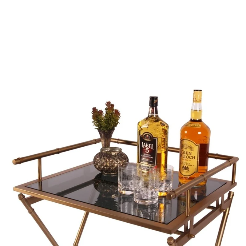 Casa Padrino Luxus Beistelltisch mit abnehmbarem Tablett Gold 60 x 50 x H. 85 cm - Butlertisch - Luxus Möbel